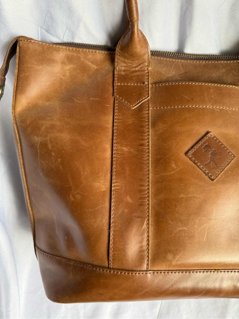 Classic Leather Tote Bag in Cognac Brown - Picture 2 of 16